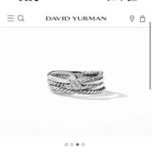 David Yurman - X Crossover Band Ring in Sterling Silver with Pavé Diamonds. - Picture 6 of 8